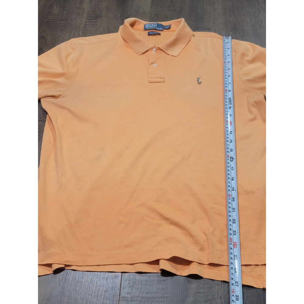 Polo‎ Ralph Lauren Mens Orange Pima Interlock Cotton Short Sleeve Polo Shirt L